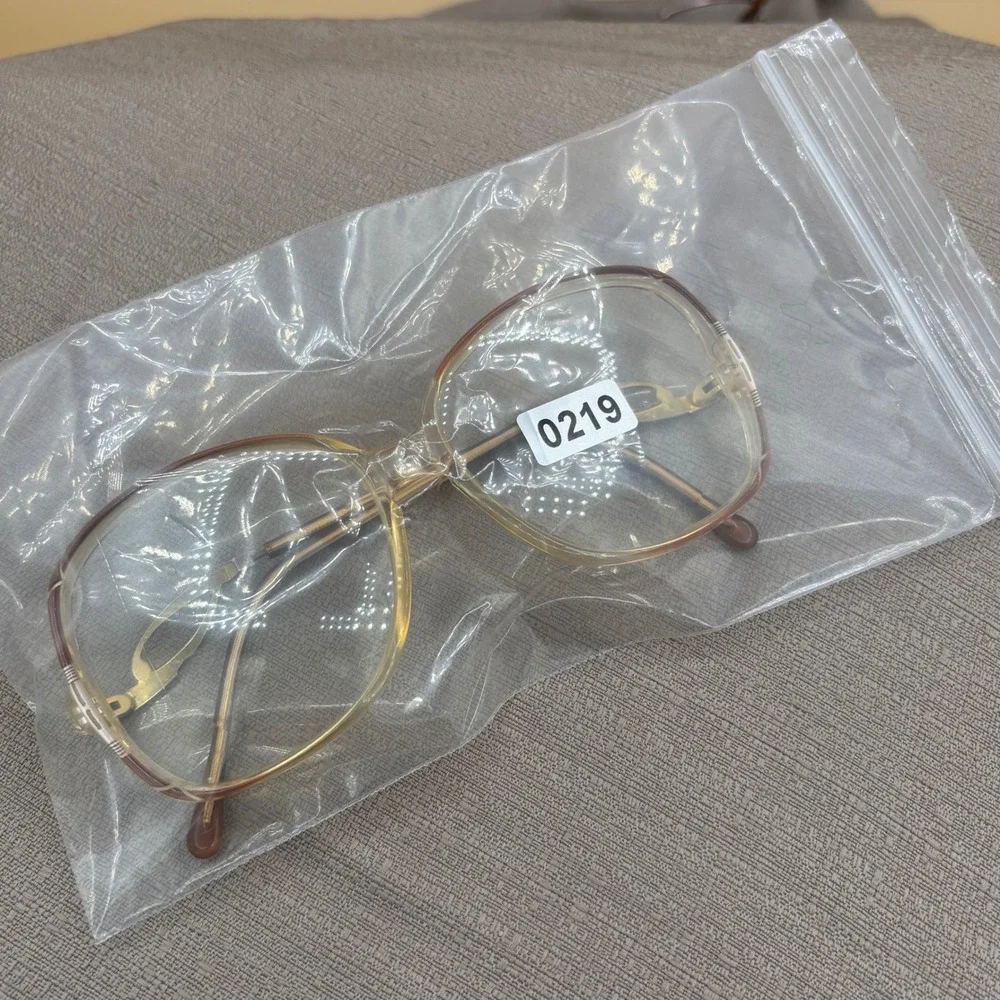Vintage Eyeglass Frames Women Medium Clear Brown Excellent Librarian Chic
